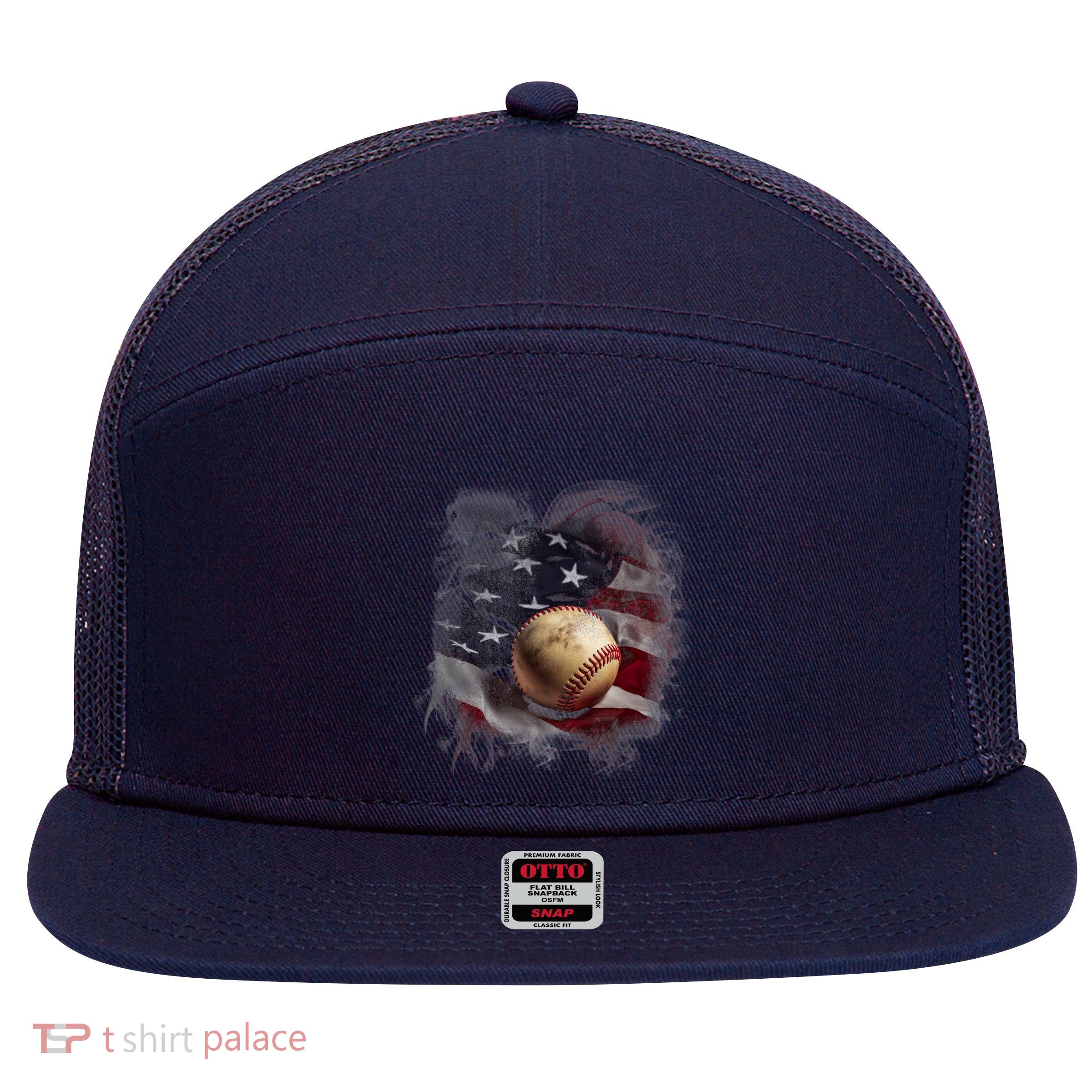 Baseball Usa Flag 7 Panel Mesh Trucker Snapback Hat
