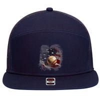 Baseball Usa Flag 7 Panel Mesh Trucker Snapback Hat