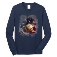 Baseball Usa Flag Long Sleeve Shirt