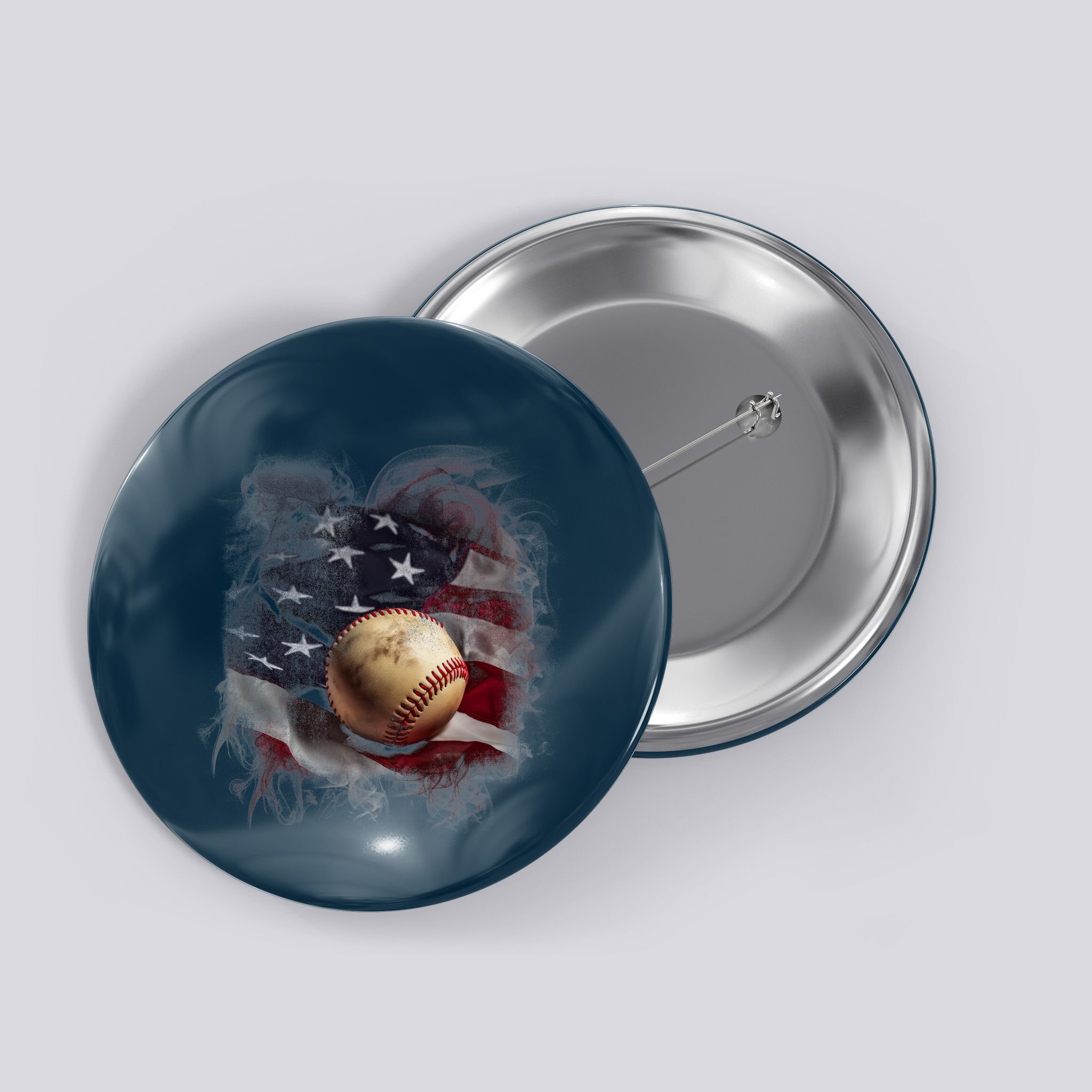 Baseball Usa Flag Button