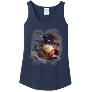 Baseball Usa Flag Ladies Essential Tank