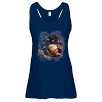 Baseball Usa Flag Ladies Essential Flowy Tank