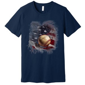 Baseball Usa Flag Premium T-Shirt