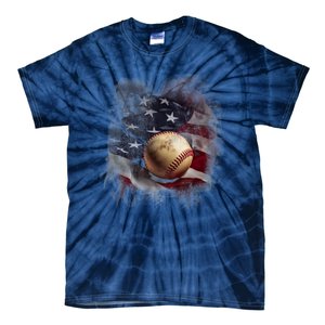 Baseball Usa Flag Tie-Dye T-Shirt