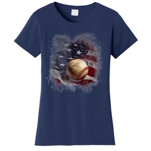 Baseball Usa Flag Women's T-Shirt