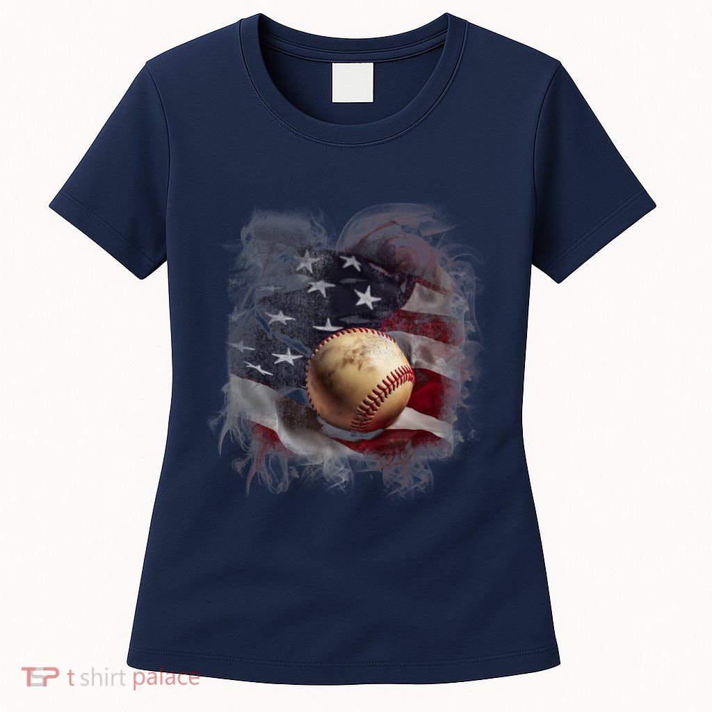 Baseball Usa Flag Women's T-Shirt