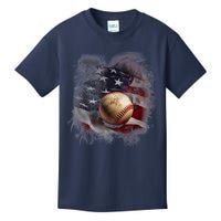 Baseball Usa Flag Kids T-Shirt