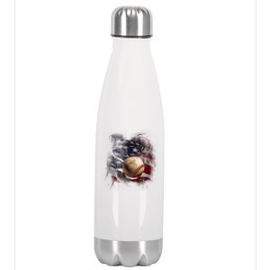 Baseball Usa Flag Stainless Steel Insulated Water Bottle