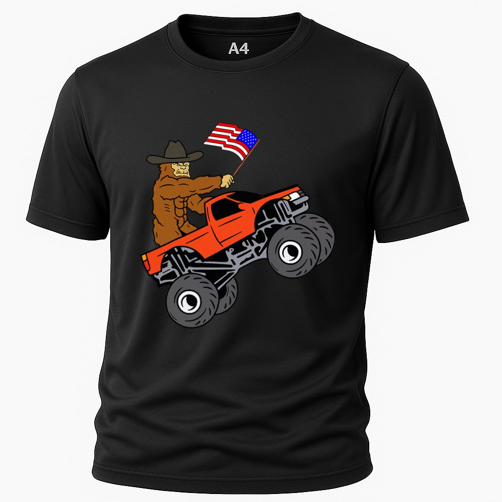 Bigfoot Usa Flag Monster Truck Cooling Performance Crew T-Shirt
