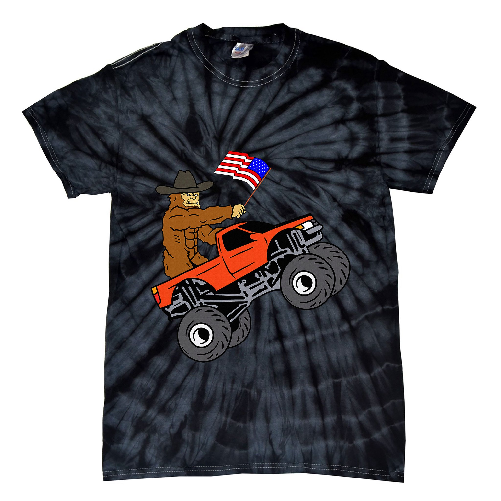 Bigfoot Usa Flag Monster Truck Tie-Dye T-Shirt