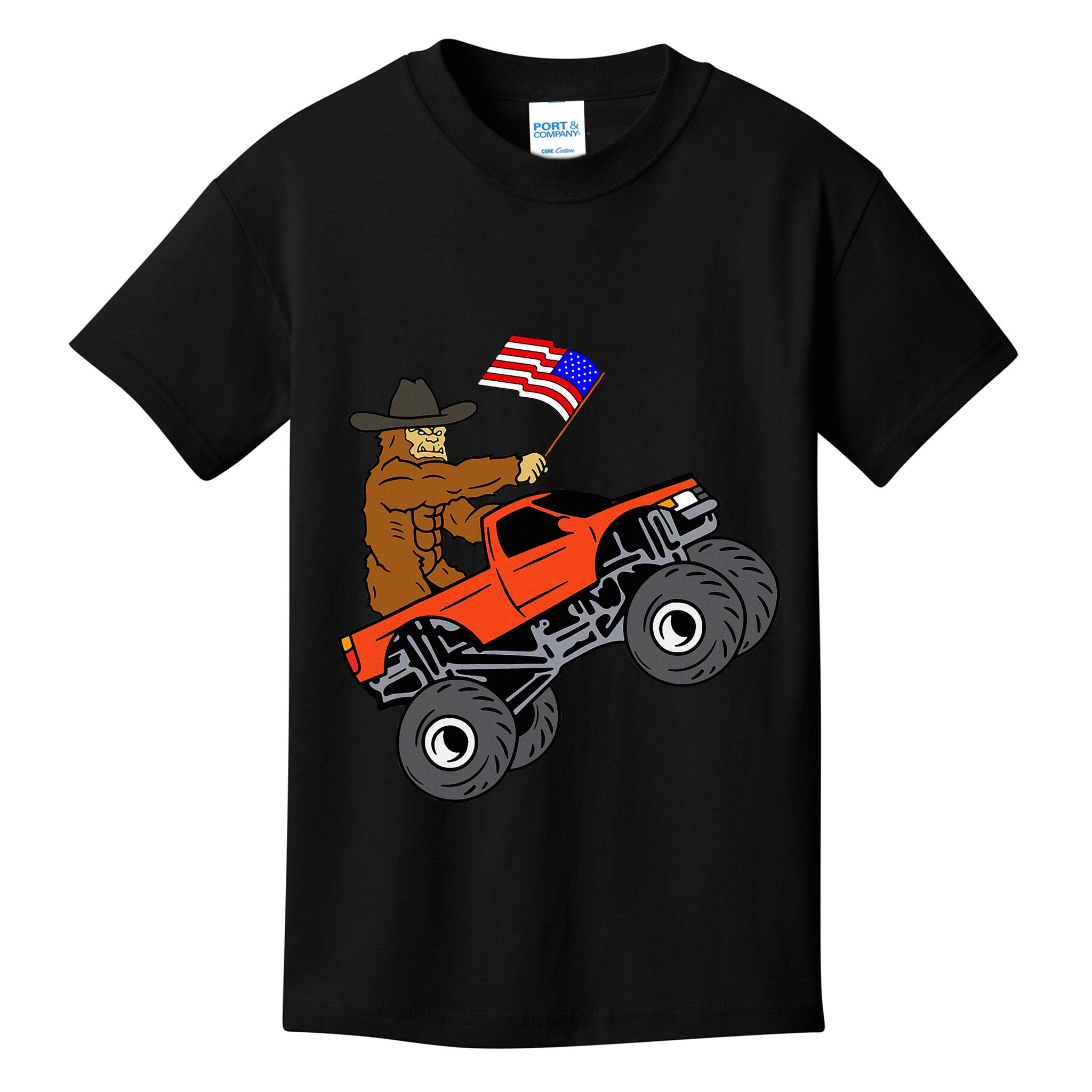 Bigfoot Usa Flag Monster Truck Kids T-Shirt
