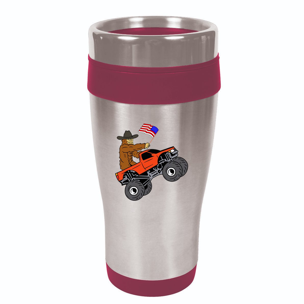 Bigfoot Usa Flag Monster Truck 16oz Travel Tumbler