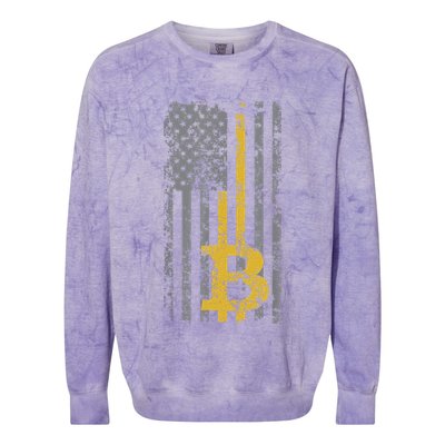Bitcoin USA Flag Distressed Digital Currency Lover Colorblast Crewneck Sweatshirt
