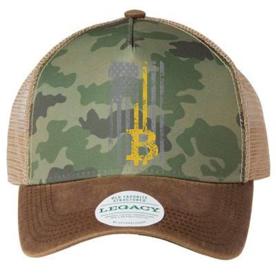 Bitcoin USA Flag Distressed Digital Currency Lover Legacy Tie Dye Trucker Hat