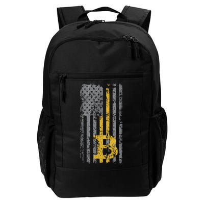 Bitcoin USA Flag Distressed Digital Currency Lover Backpack