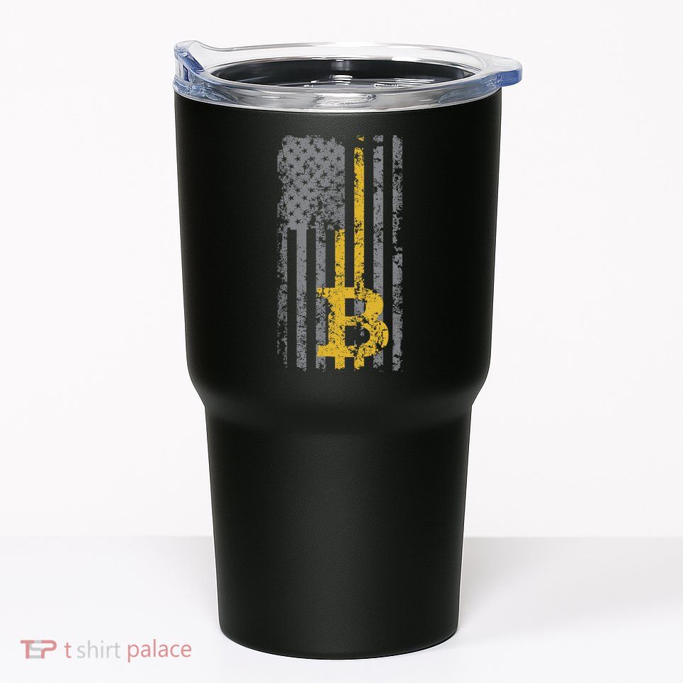 Bitcoin USA Flag Distressed Digital Currency Lover Tumbler