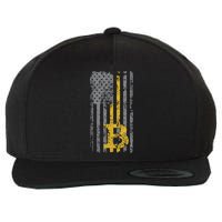Bitcoin USA Flag Distressed Digital Currency Lover Wool Snapback Cap