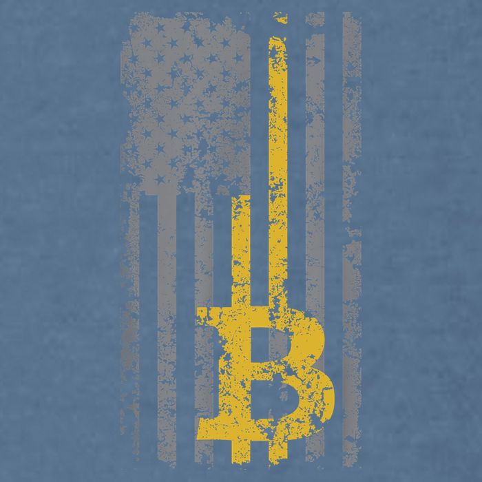Bitcoin USA Flag Distressed Digital Currency Lover Garment-Dyed Sweatshirt