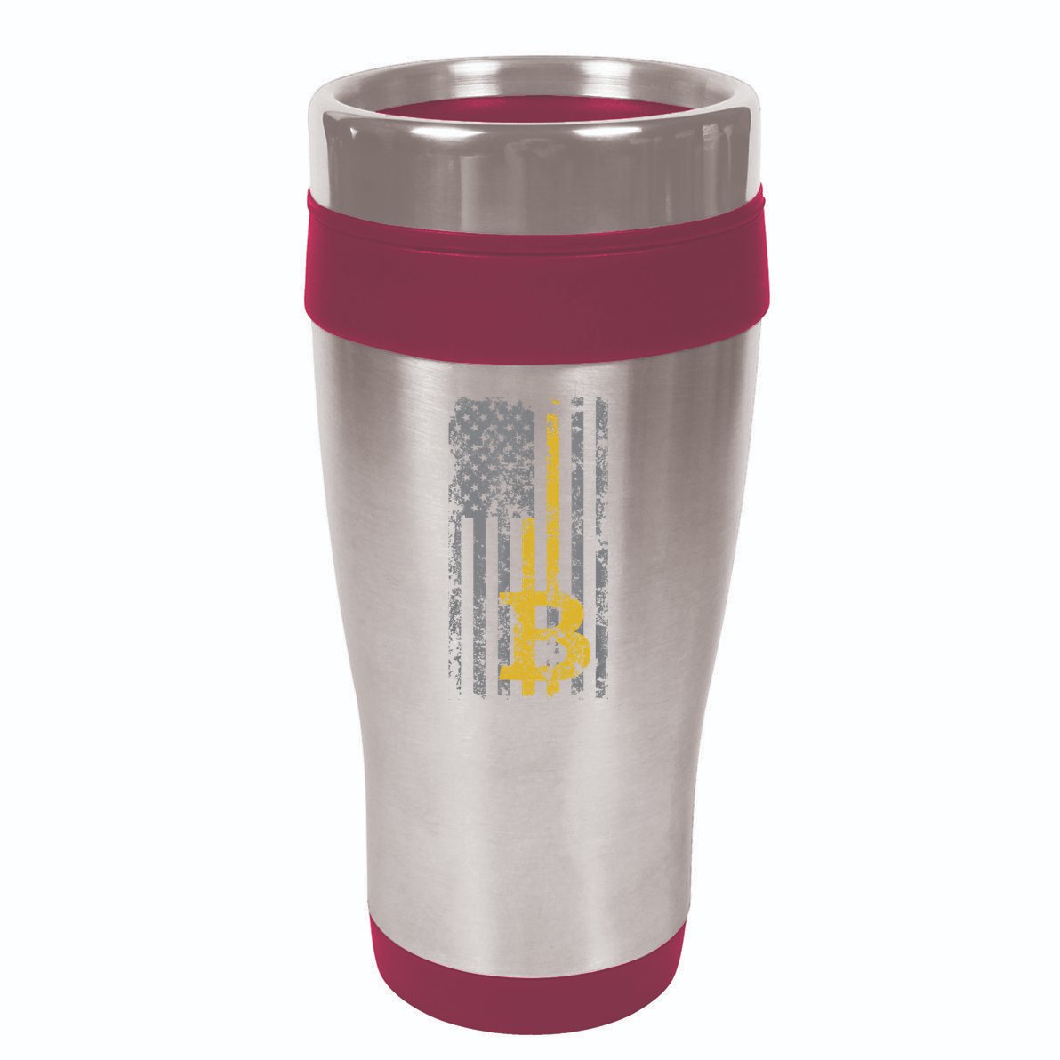 Bitcoin USA Flag Distressed Digital Currency Lover 16oz Travel Tumbler