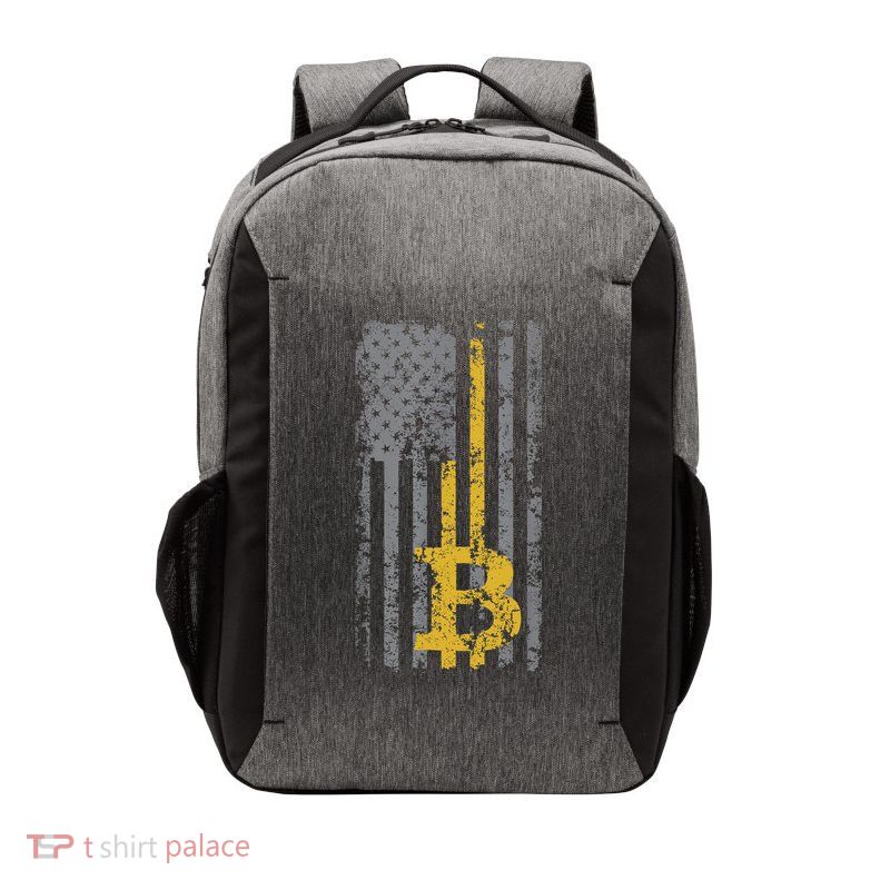 Bitcoin USA Flag Distressed Digital Currency Lover Vector Backpack