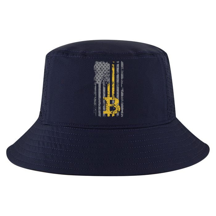Bitcoin USA Flag Distressed Digital Currency Lover Cool Comfort Performance Bucket Hat