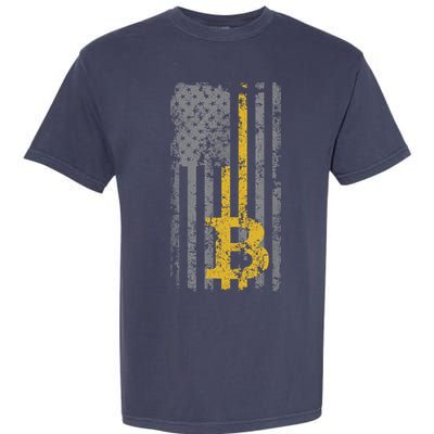 Bitcoin USA Flag Distressed Digital Currency Lover Garment-Dyed Heavyweight T-Shirt