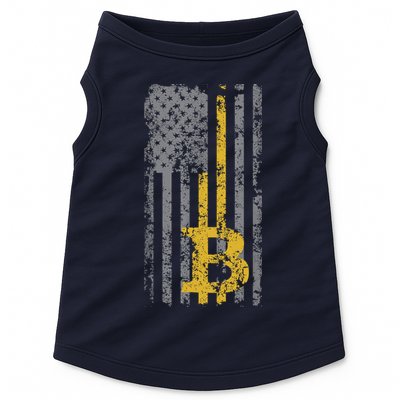Bitcoin USA Flag Distressed Digital Currency Lover Doggie Tank