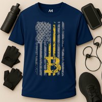 Bitcoin USA Flag Distressed Digital Currency Lover Performance Shirt