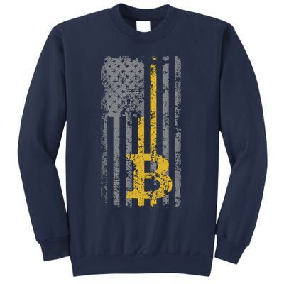 Bitcoin USA Flag Distressed Digital Currency Lover Sweatshirt