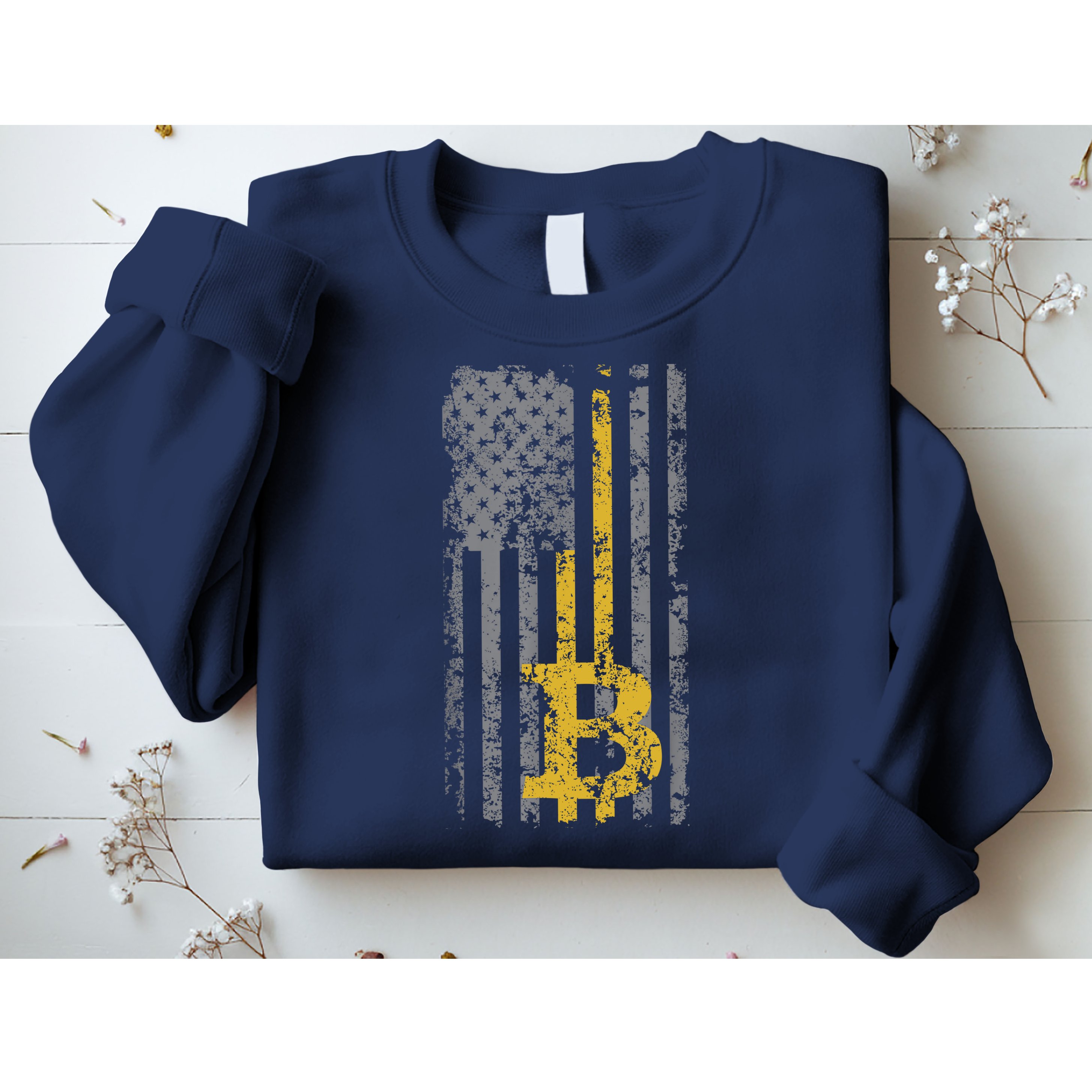 Bitcoin USA Flag Distressed Digital Currency Lover Sweatshirt