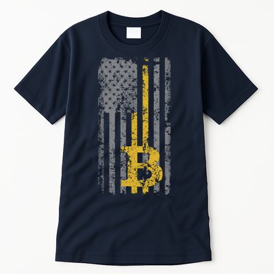 Bitcoin USA Flag Distressed Digital Currency Lover Tall T-Shirt