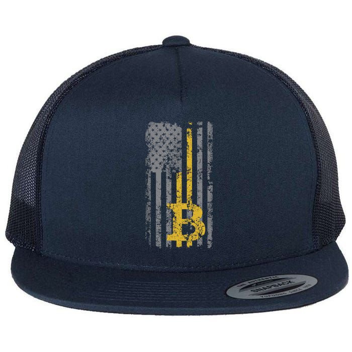 Bitcoin USA Flag Distressed Digital Currency Lover Flatbill Hat