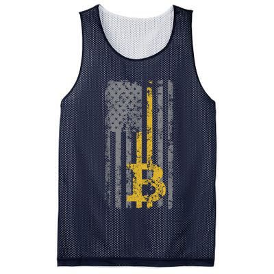 Bitcoin USA Flag Distressed Digital Currency Lover Mesh Reversible Basketball Jersey Tank
