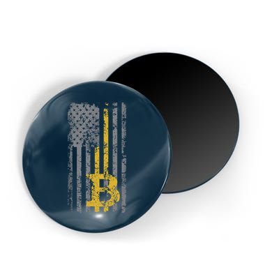 Bitcoin USA Flag Distressed Digital Currency Lover Magnet