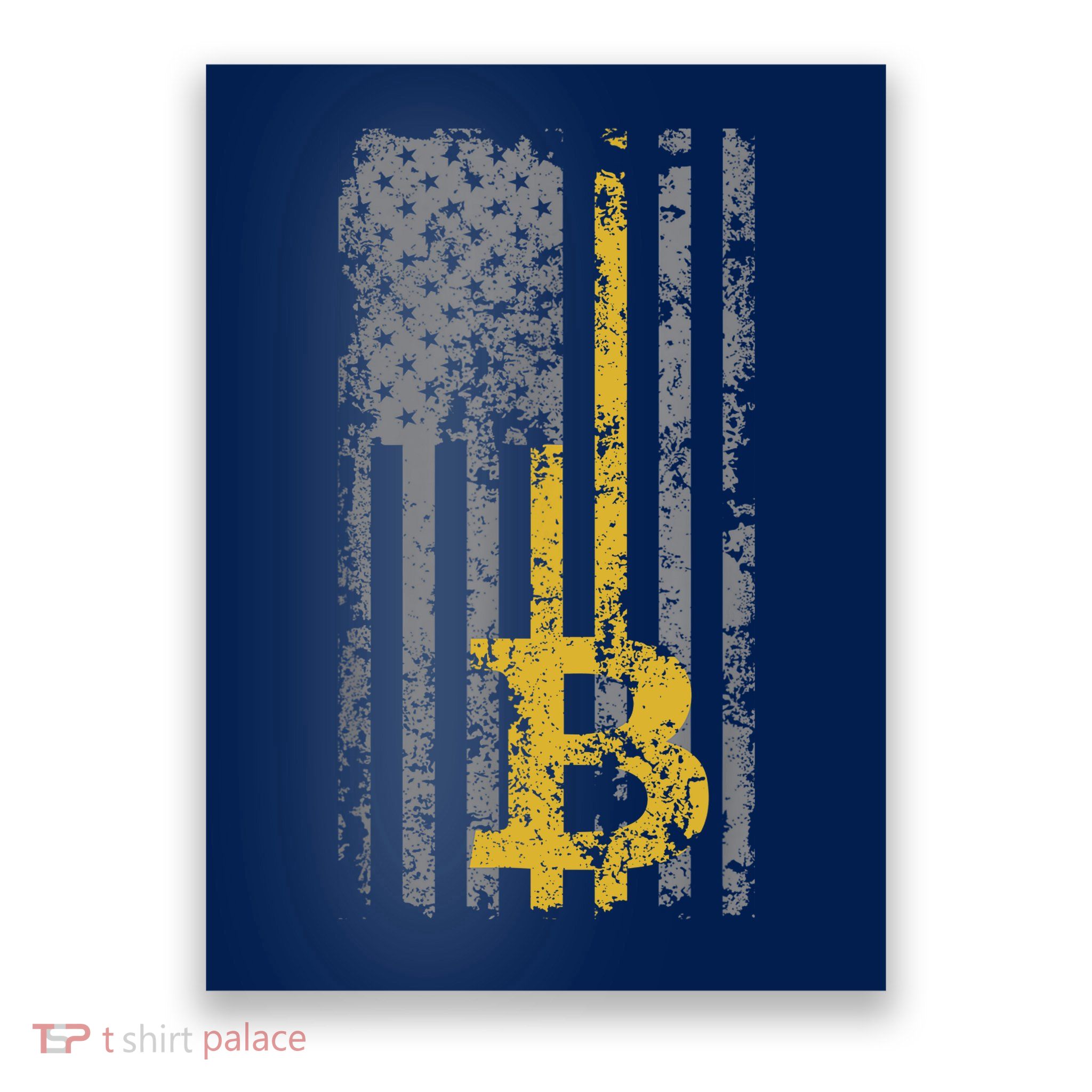 Bitcoin USA Flag Distressed Digital Currency Lover Poster