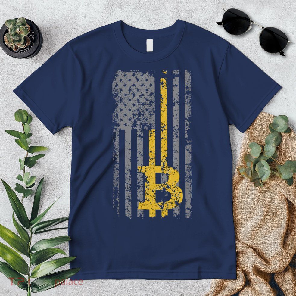 Bitcoin USA Flag Distressed Digital Currency Lover Premium T-Shirt