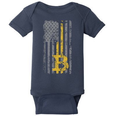 Bitcoin USA Flag Distressed Digital Currency Lover Baby Bodysuit