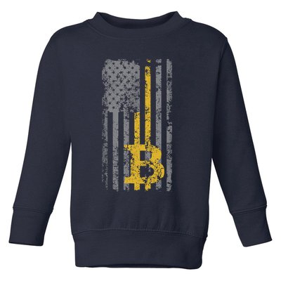 Bitcoin USA Flag Distressed Digital Currency Lover Toddler Sweatshirt