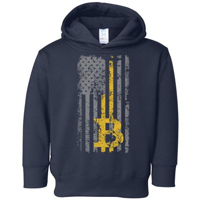 Bitcoin USA Flag Distressed Digital Currency Lover Toddler Hoodie