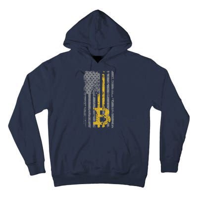 Bitcoin USA Flag Distressed Digital Currency Lover Tall Hoodie