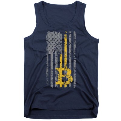 Bitcoin USA Flag Distressed Digital Currency Lover Tank Top