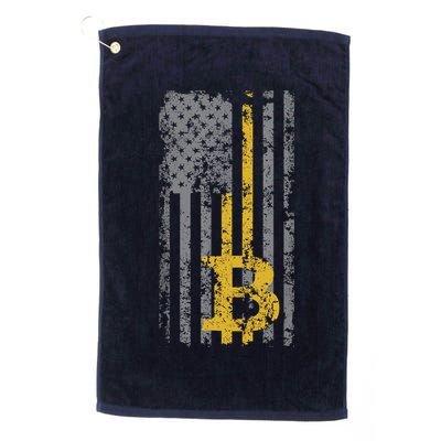 Bitcoin USA Flag Distressed Digital Currency Lover Golf Towel