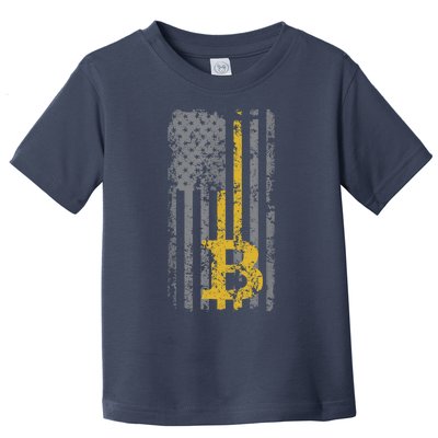 Bitcoin USA Flag Distressed Digital Currency Lover Toddler T-Shirt