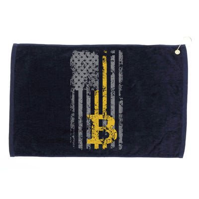 Bitcoin USA Flag Distressed Digital Currency Lover Grommeted Golf Towel