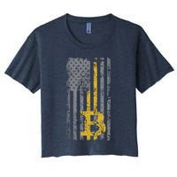 Bitcoin USA Flag Distressed Digital Currency Lover Women's Crop Top Tee