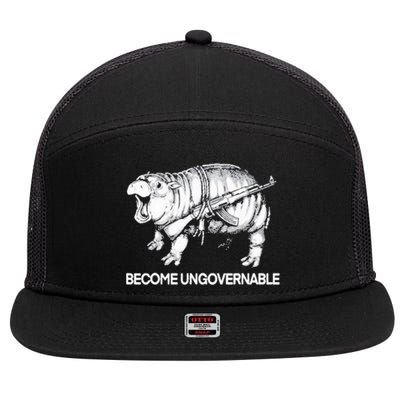 Become Ungovernable Funny Moodeng 7 Panel Mesh Trucker Snapback Hat