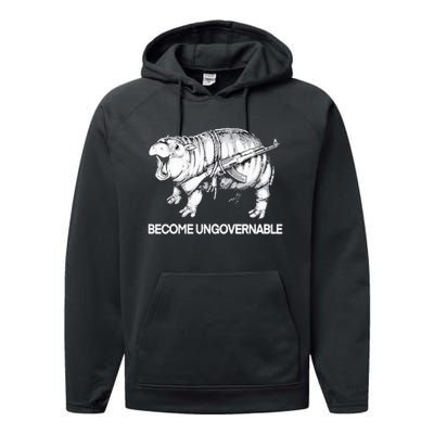 Become Ungovernable Funny Moodeng Performance Fleece Hoodie