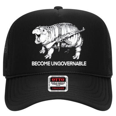 Become Ungovernable Funny Moodeng High Crown Mesh Back Trucker Hat