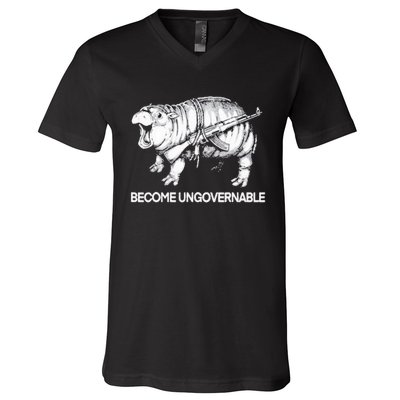 Become Ungovernable Funny Moodeng V-Neck T-Shirt