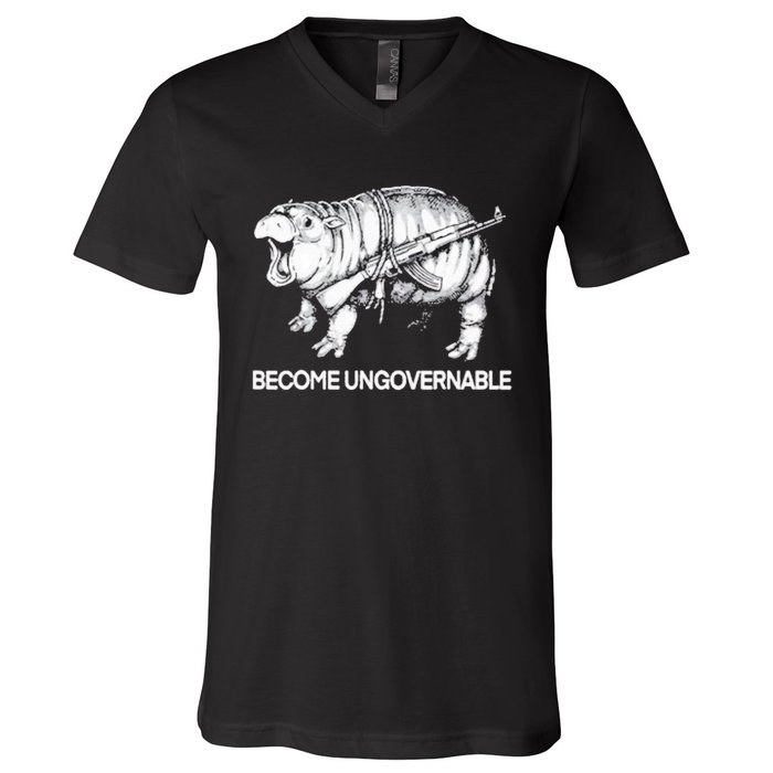 Become Ungovernable Funny Moodeng V-Neck T-Shirt